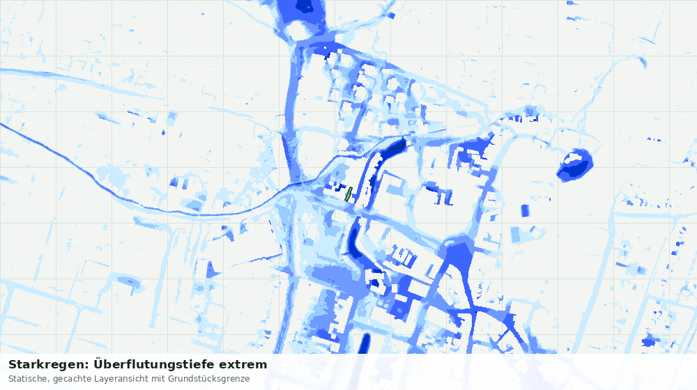 Statische Kartenansicht: Starkregen: Überflutungstiefe extrem