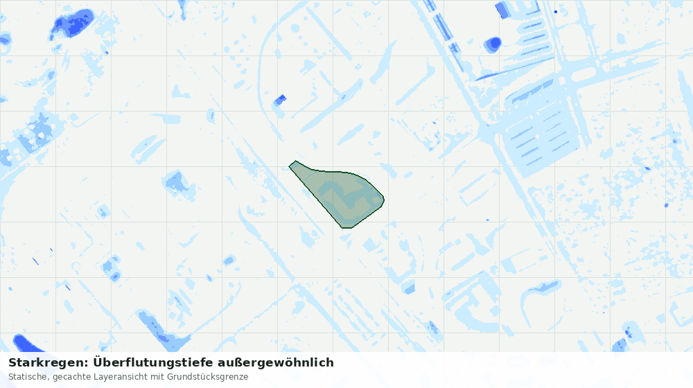 Statische Kartenansicht: Starkregen: Überflutungstiefe außergewöhnlich