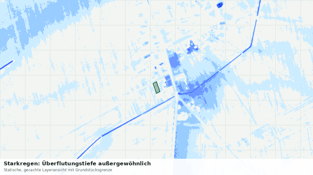 Statische Kartenansicht: Starkregen: Überflutungstiefe außergewöhnlich