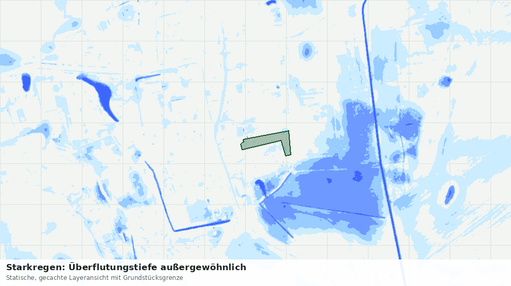 Statische Kartenansicht: Starkregen: Überflutungstiefe außergewöhnlich