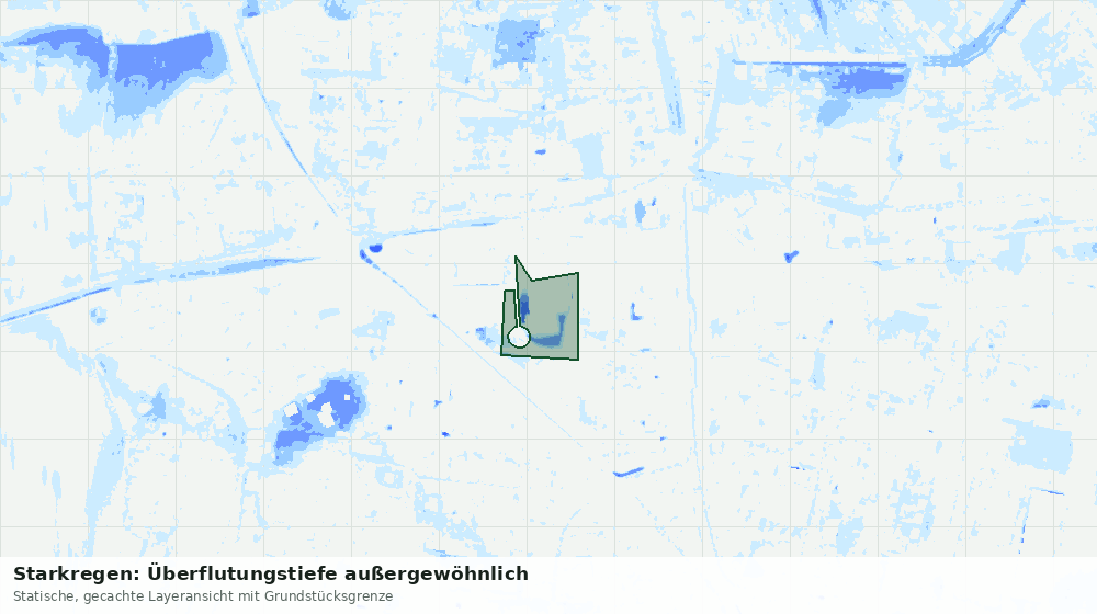 Statische Kartenansicht: Starkregen: Überflutungstiefe außergewöhnlich