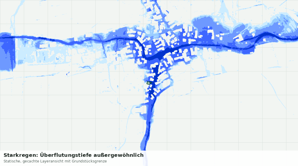 Statische Kartenansicht: Starkregen: Überflutungstiefe außergewöhnlich