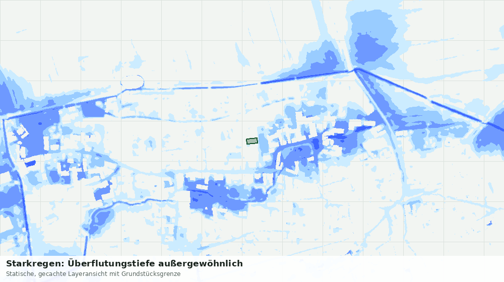 Statische Kartenansicht: Starkregen: Überflutungstiefe außergewöhnlich