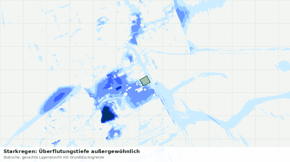 Statische Kartenansicht: Starkregen: Überflutungstiefe außergewöhnlich