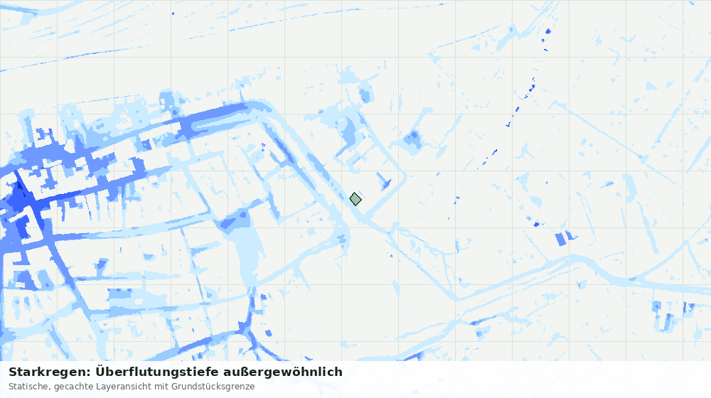 Statische Kartenansicht: Starkregen: Überflutungstiefe außergewöhnlich