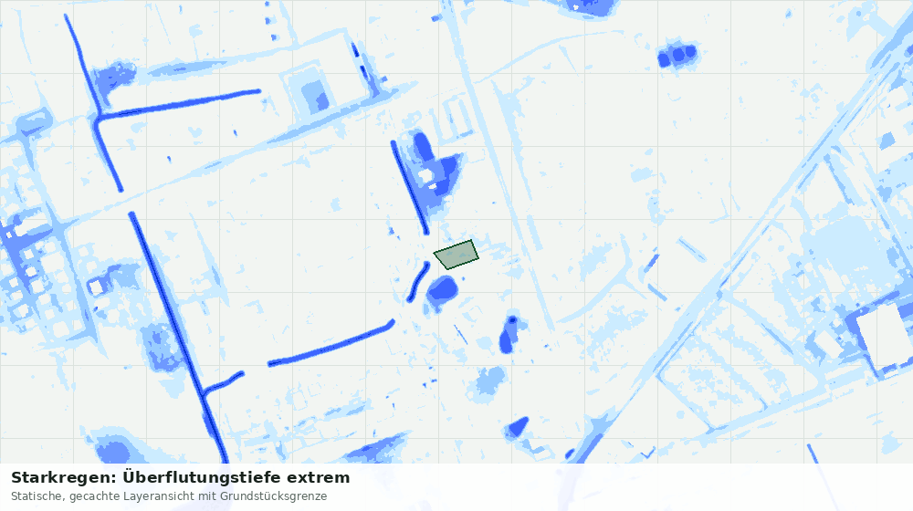 Statische Kartenansicht: Starkregen: Überflutungstiefe extrem