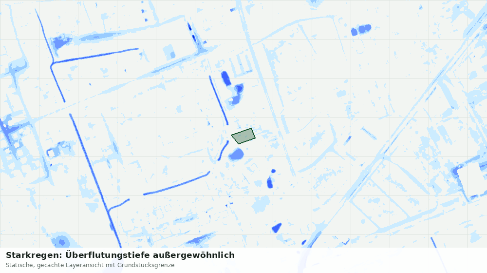 Statische Kartenansicht: Starkregen: Überflutungstiefe außergewöhnlich