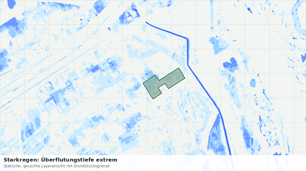 Statische Kartenansicht: Starkregen: Überflutungstiefe extrem