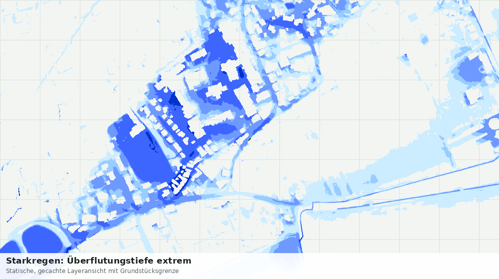 Statische Kartenansicht: Starkregen: Überflutungstiefe extrem