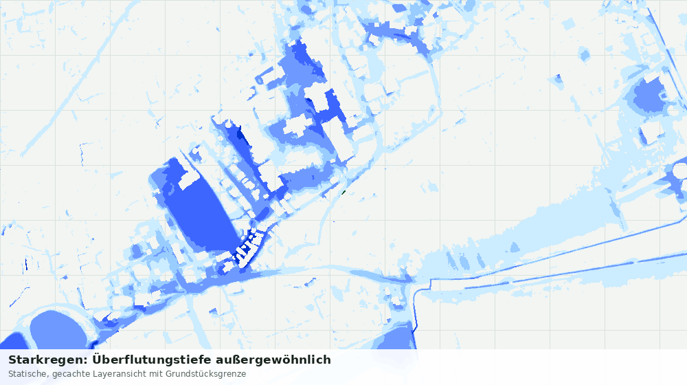 Statische Kartenansicht: Starkregen: Überflutungstiefe außergewöhnlich