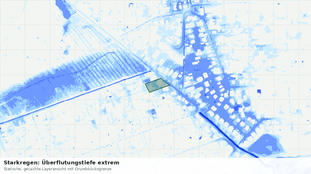 Statische Kartenansicht: Starkregen: Überflutungstiefe extrem