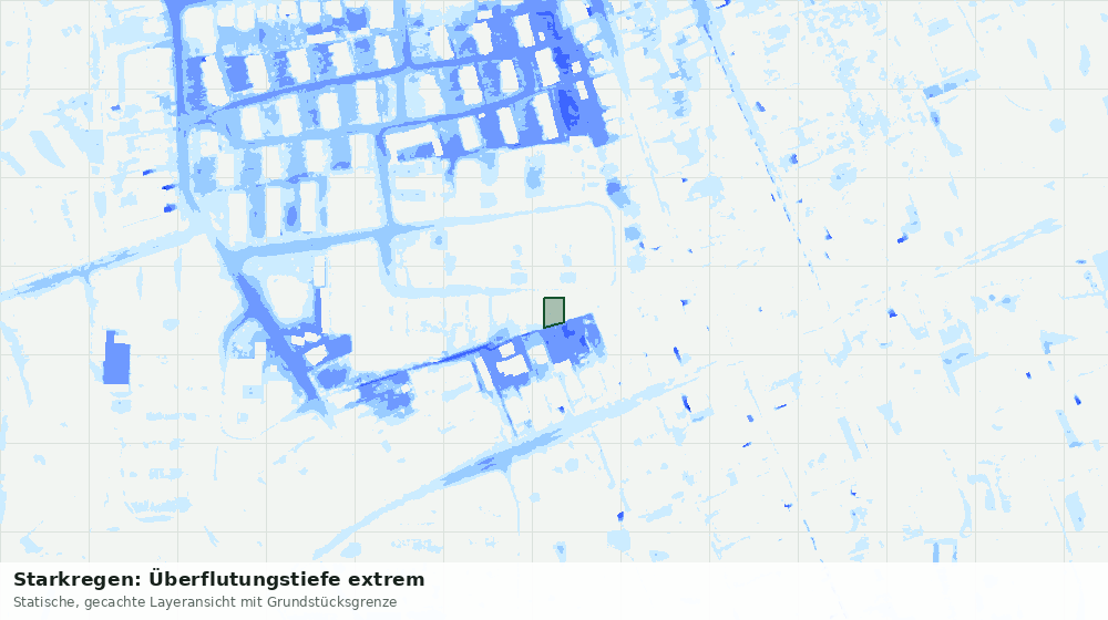 Statische Kartenansicht: Starkregen: Überflutungstiefe extrem