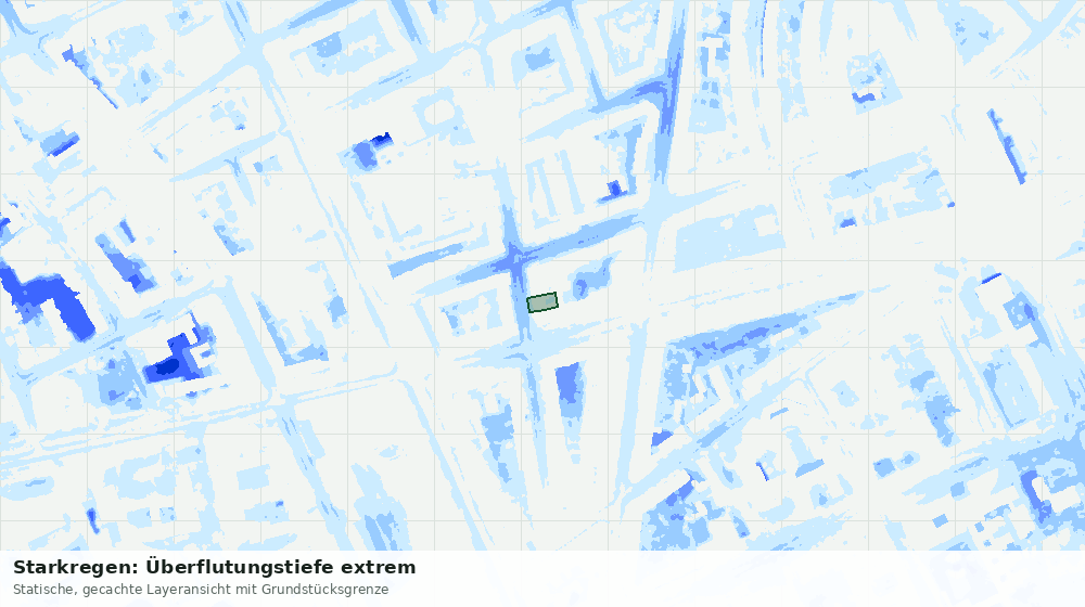 Statische Kartenansicht: Starkregen: Überflutungstiefe extrem