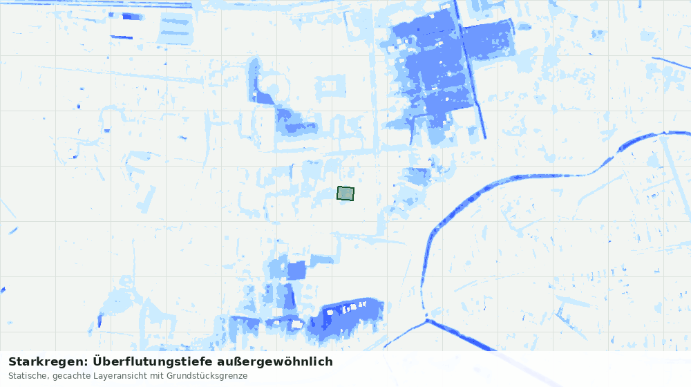 Statische Kartenansicht: Starkregen: Überflutungstiefe außergewöhnlich