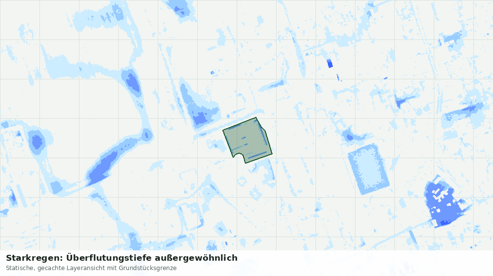 Statische Kartenansicht: Starkregen: Überflutungstiefe außergewöhnlich