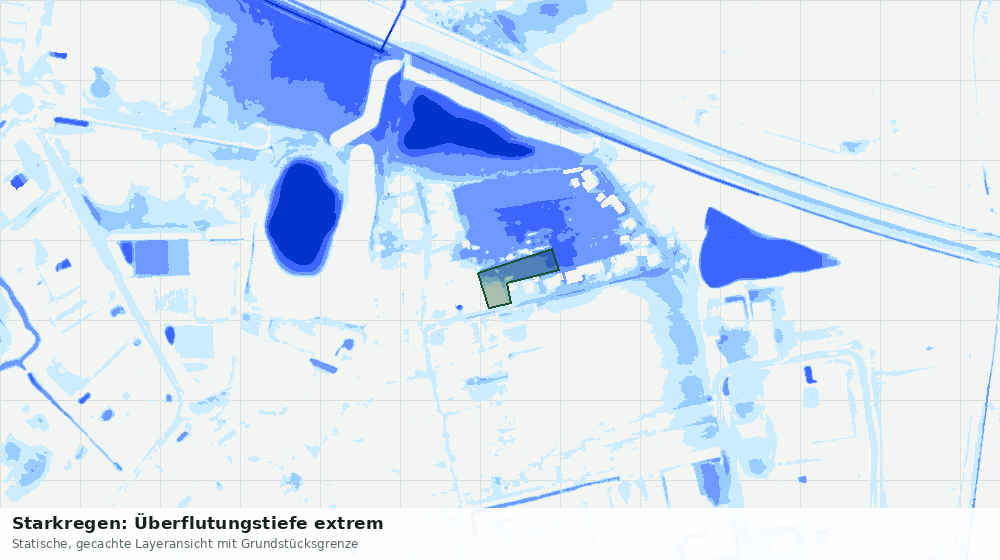 Statische Kartenansicht: Starkregen: Überflutungstiefe extrem