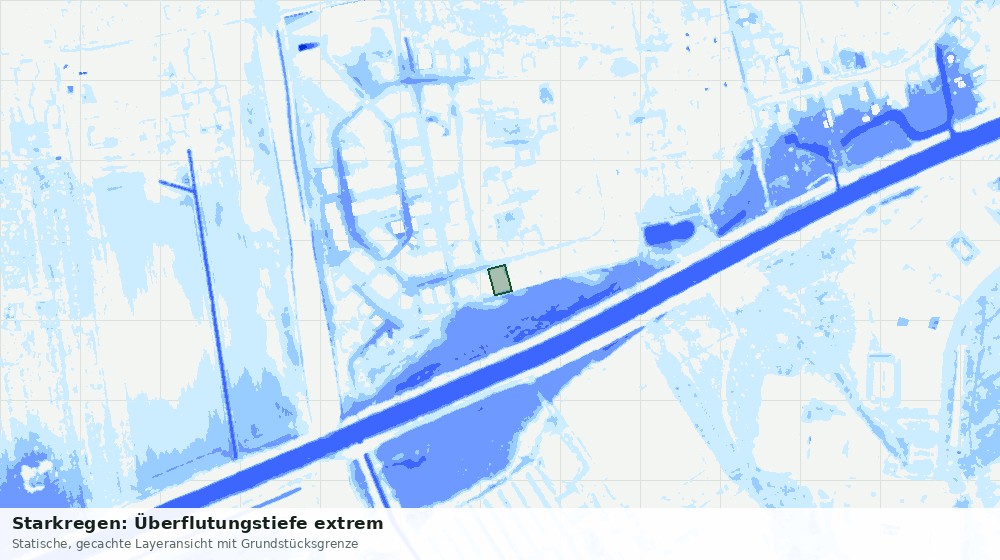 Statische Kartenansicht: Starkregen: Überflutungstiefe extrem
