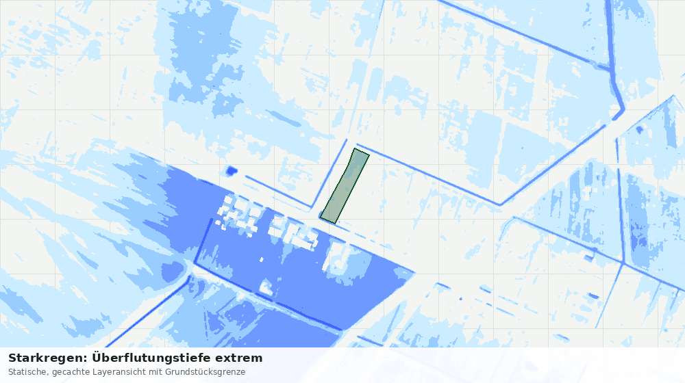 Statische Kartenansicht: Starkregen: Überflutungstiefe extrem