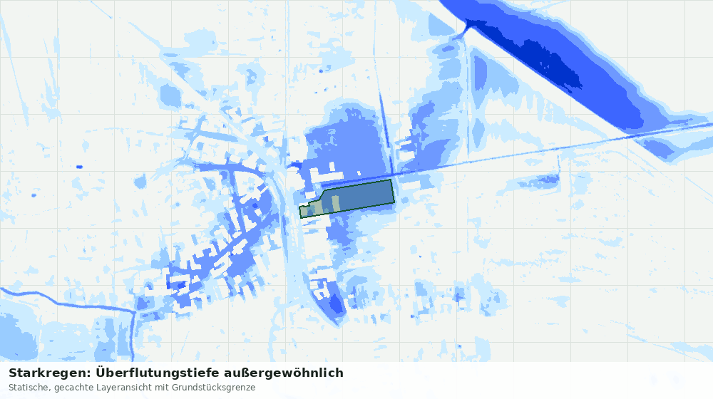 Statische Kartenansicht: Starkregen: Überflutungstiefe außergewöhnlich