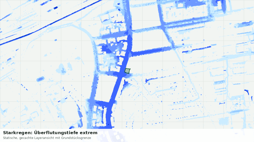 Statische Kartenansicht: Starkregen: Überflutungstiefe extrem