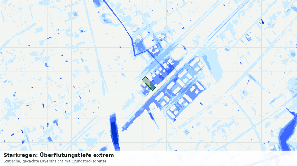 Statische Kartenansicht: Starkregen: Überflutungstiefe extrem