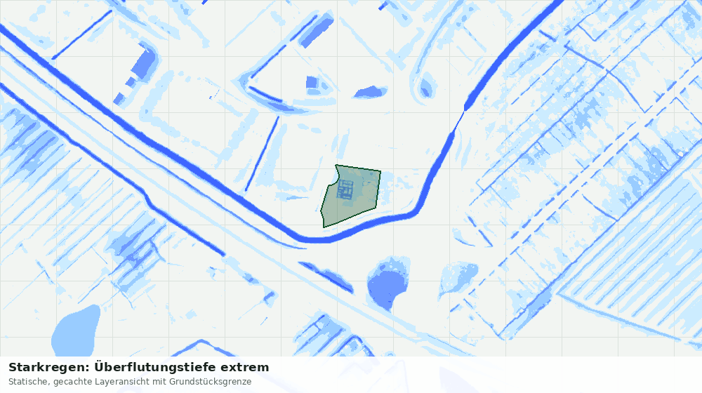 Statische Kartenansicht: Starkregen: Überflutungstiefe extrem