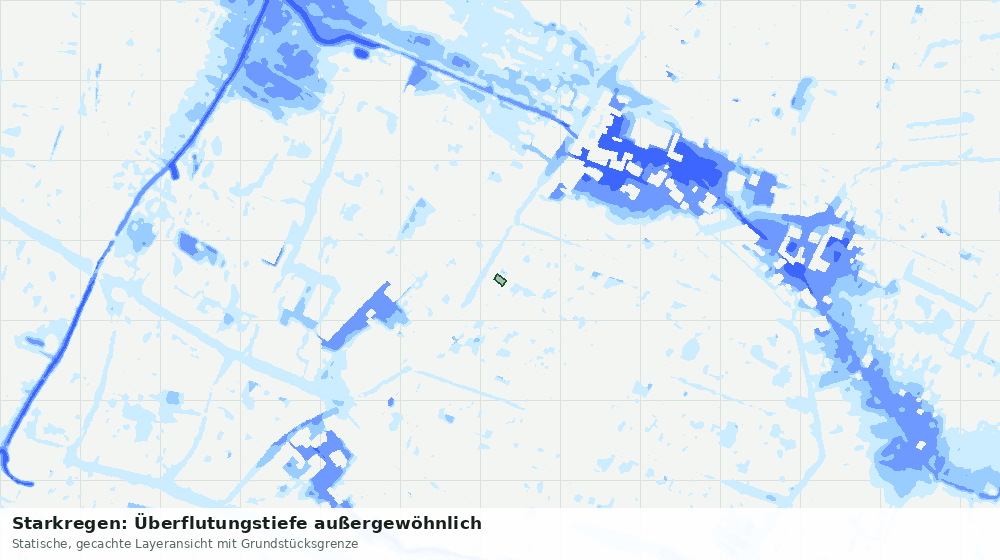 Statische Kartenansicht: Starkregen: Überflutungstiefe außergewöhnlich