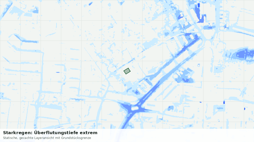 Statische Kartenansicht: Starkregen: Überflutungstiefe extrem