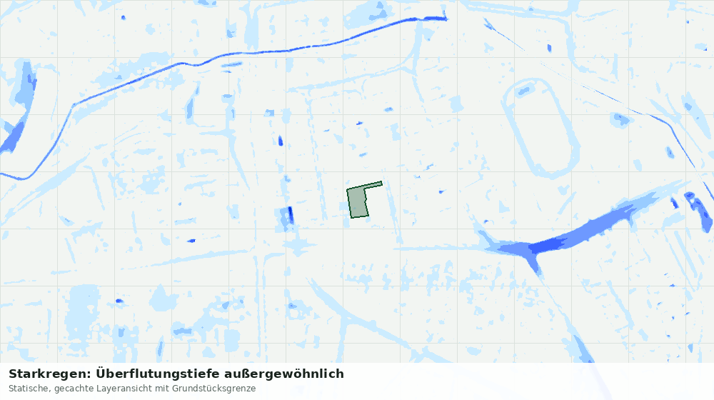 Statische Kartenansicht: Starkregen: Überflutungstiefe außergewöhnlich