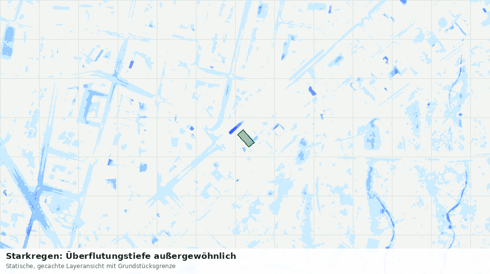 Statische Kartenansicht: Starkregen: Überflutungstiefe außergewöhnlich