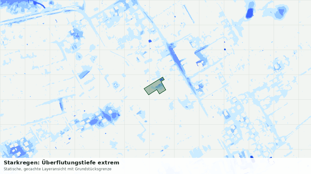 Statische Kartenansicht: Starkregen: Überflutungstiefe extrem