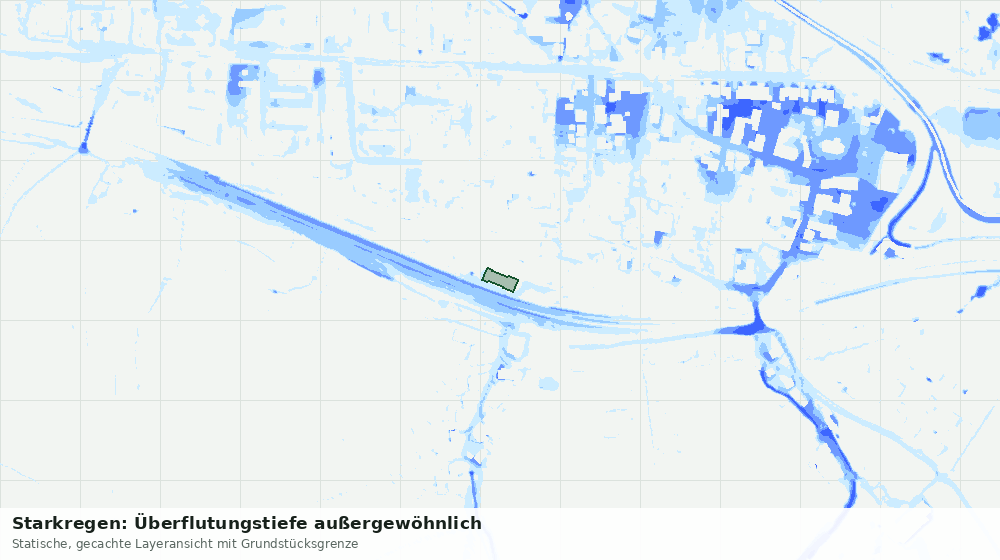 Statische Kartenansicht: Starkregen: Überflutungstiefe außergewöhnlich