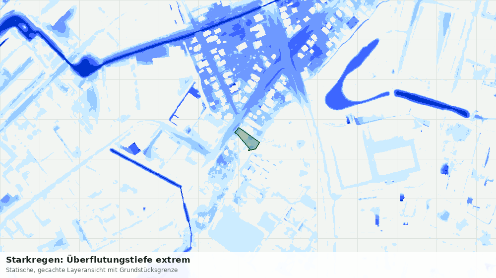 Statische Kartenansicht: Starkregen: Überflutungstiefe extrem