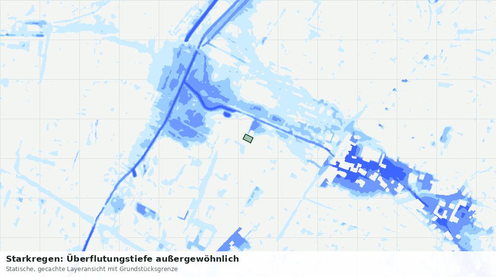 Statische Kartenansicht: Starkregen: Überflutungstiefe außergewöhnlich