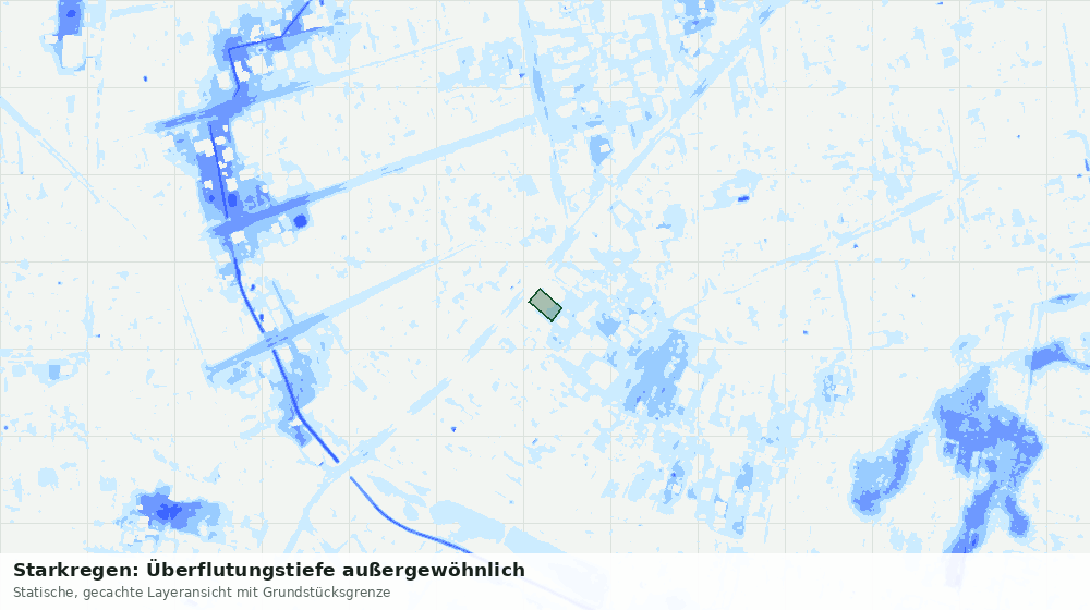 Statische Kartenansicht: Starkregen: Überflutungstiefe außergewöhnlich