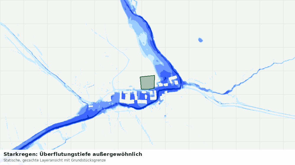 Statische Kartenansicht: Starkregen: Überflutungstiefe außergewöhnlich