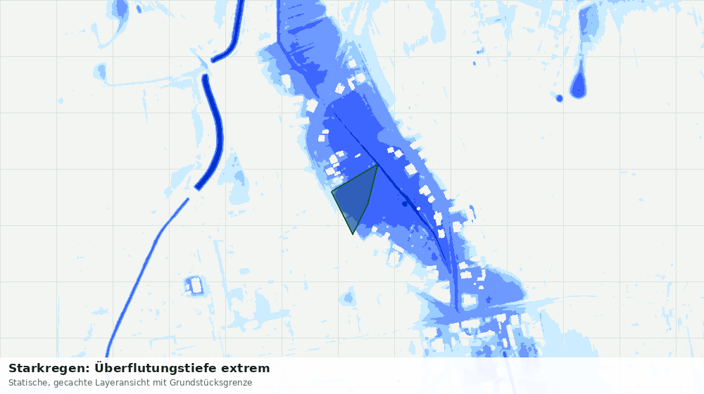 Statische Kartenansicht: Starkregen: Überflutungstiefe extrem
