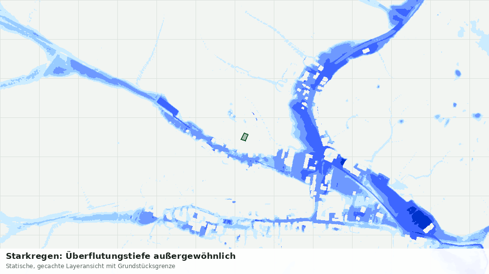 Statische Kartenansicht: Starkregen: Überflutungstiefe außergewöhnlich