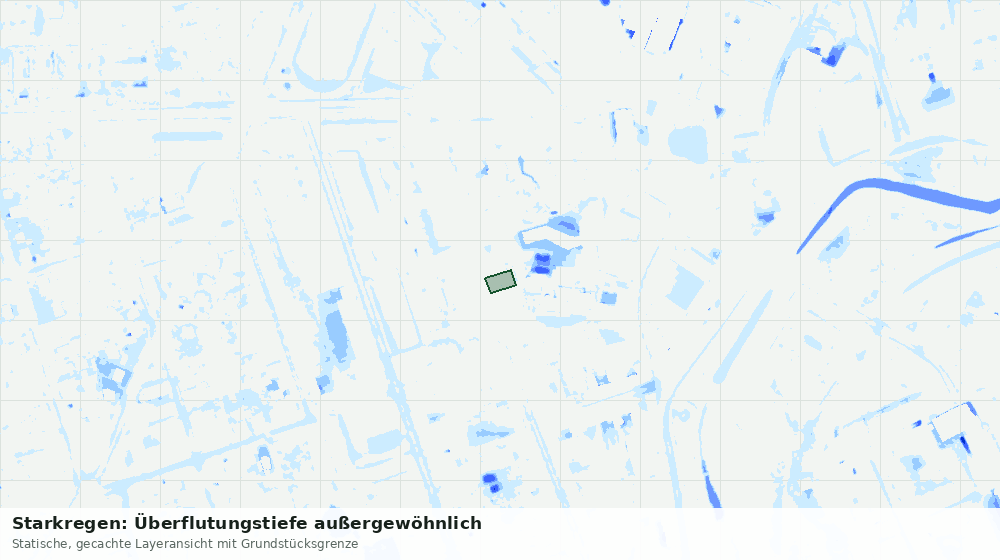 Statische Kartenansicht: Starkregen: Überflutungstiefe außergewöhnlich