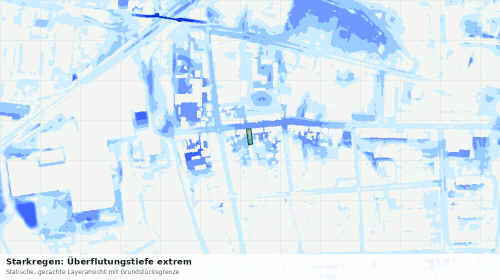 Statische Kartenansicht: Starkregen: Überflutungstiefe extrem