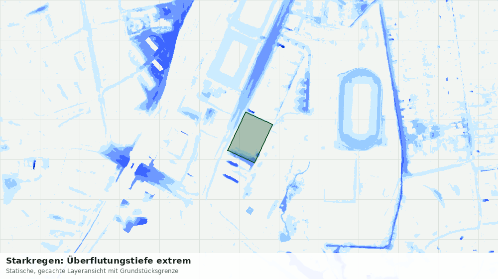 Statische Kartenansicht: Starkregen: Überflutungstiefe extrem