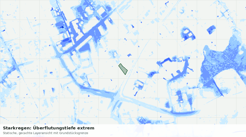 Statische Kartenansicht: Starkregen: Überflutungstiefe extrem