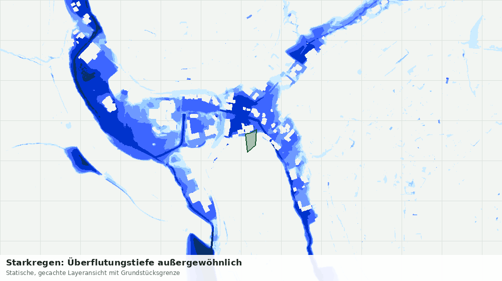 Statische Kartenansicht: Starkregen: Überflutungstiefe außergewöhnlich