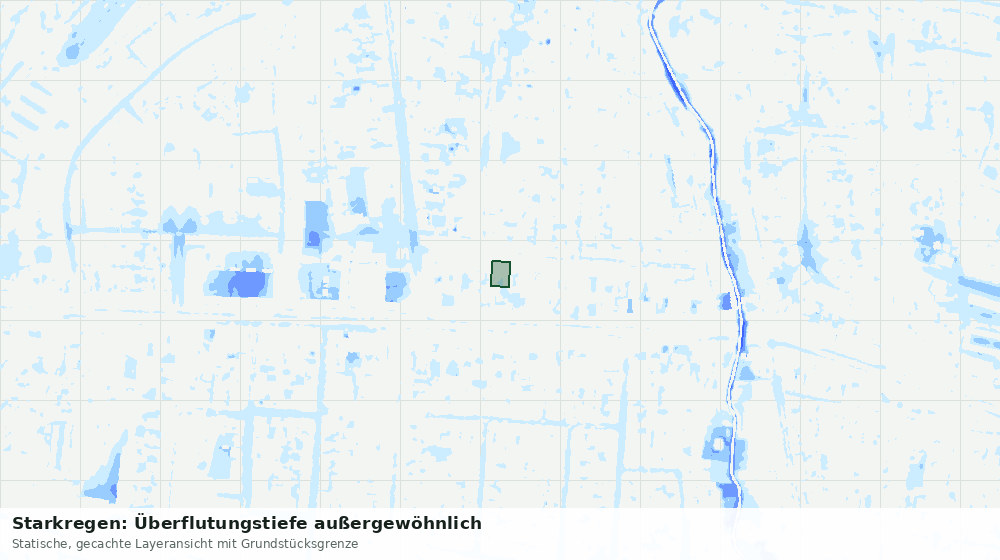Statische Kartenansicht: Starkregen: Überflutungstiefe außergewöhnlich
