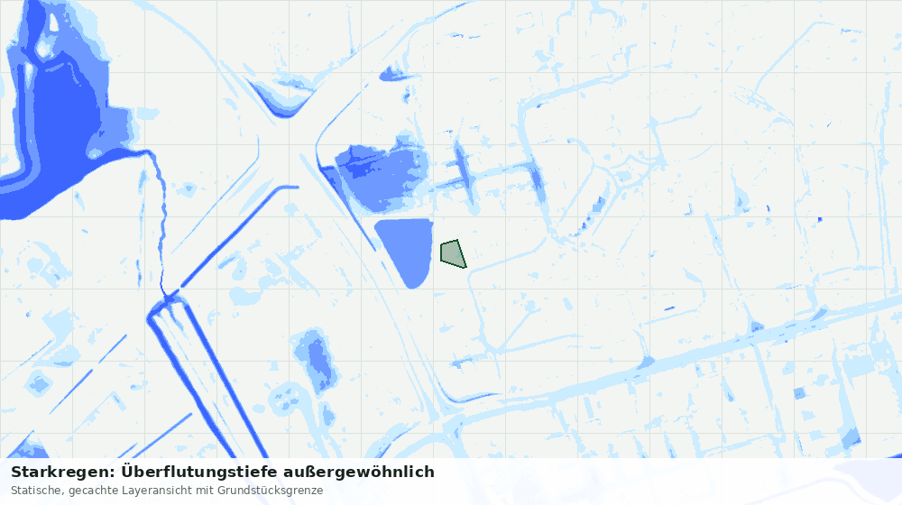 Statische Kartenansicht: Starkregen: Überflutungstiefe außergewöhnlich