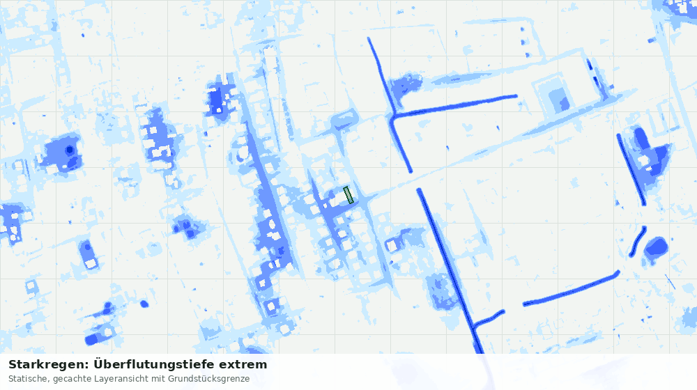 Statische Kartenansicht: Starkregen: Überflutungstiefe extrem