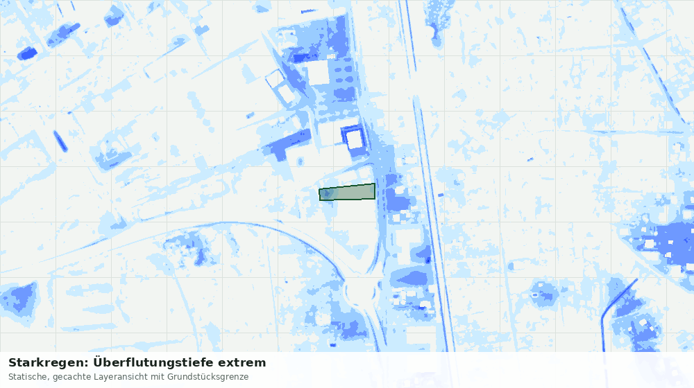 Statische Kartenansicht: Starkregen: Überflutungstiefe extrem