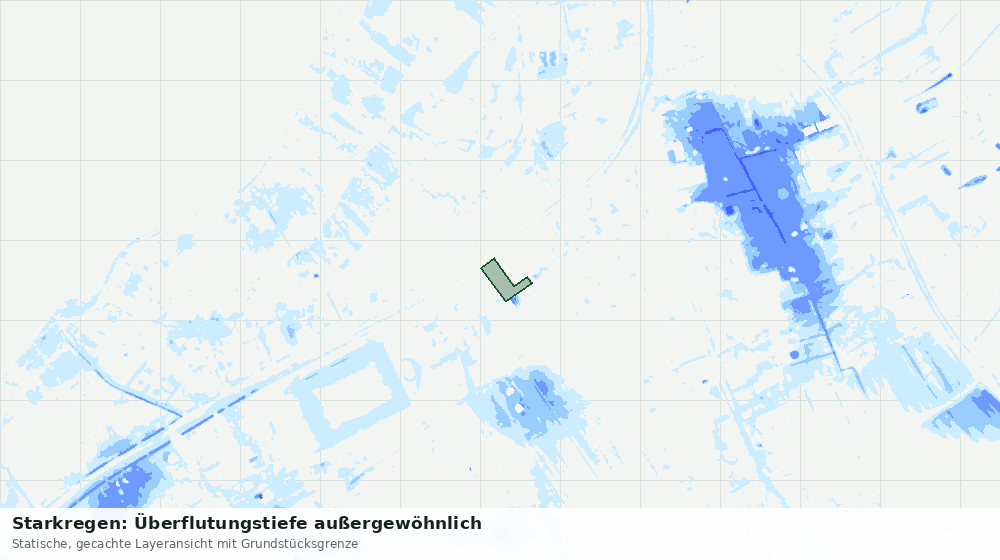 Statische Kartenansicht: Starkregen: Überflutungstiefe außergewöhnlich