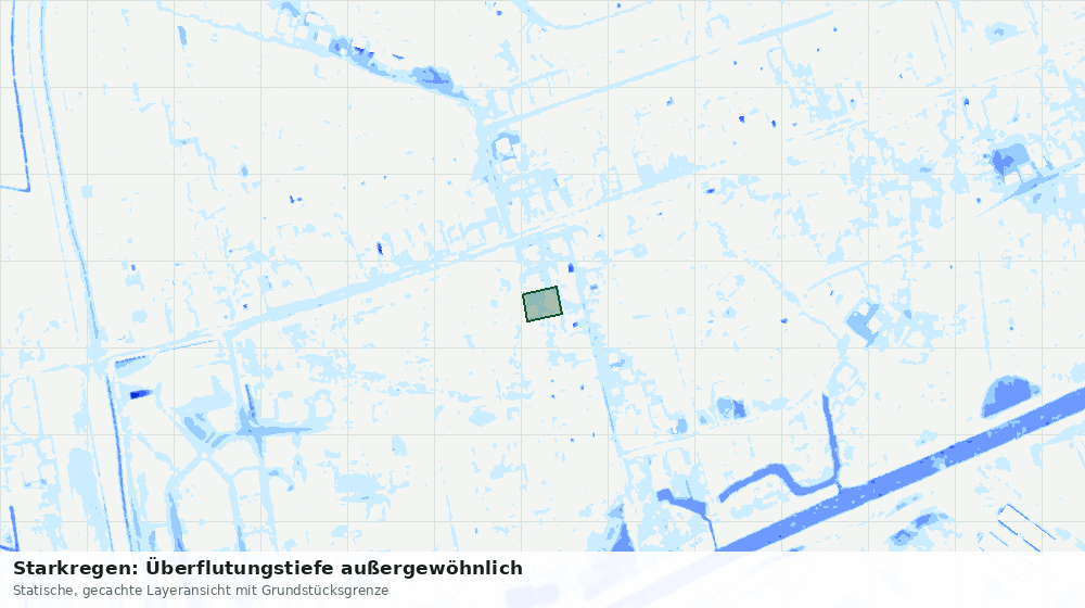 Statische Kartenansicht: Starkregen: Überflutungstiefe außergewöhnlich
