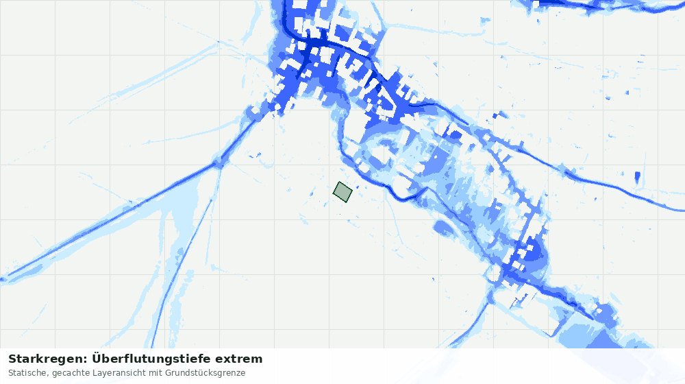 Statische Kartenansicht: Starkregen: Überflutungstiefe extrem